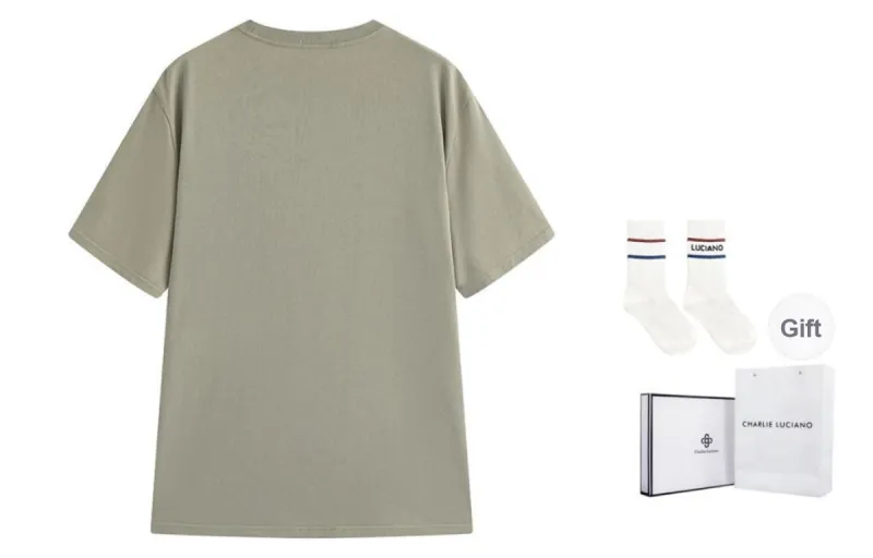 Charlie Luciano T Shirts Unisex Gray Green Box+Socks-1