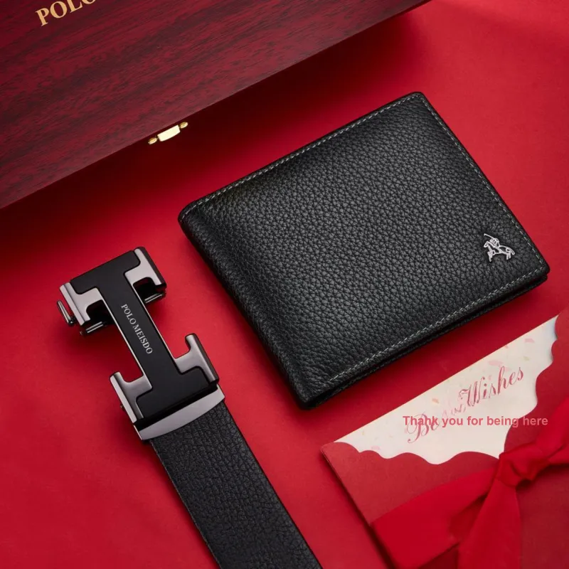 POLOMEISDO Top Grain Cow Leather Men's, For Dad Belt Practical Box Men's 3.5cm-5