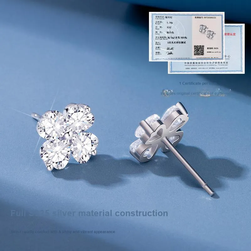 MOLADY S925 Silver Stud Earrings Women's-4