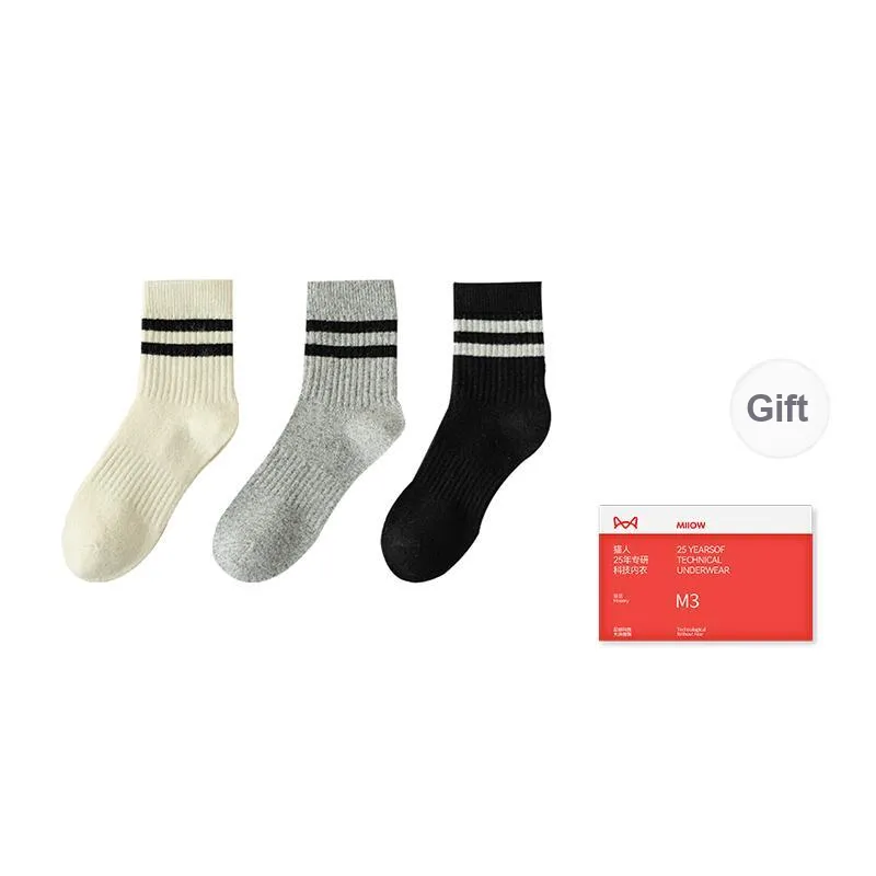 MIIOW Mid Calf Socks Women's 3 Pack-3