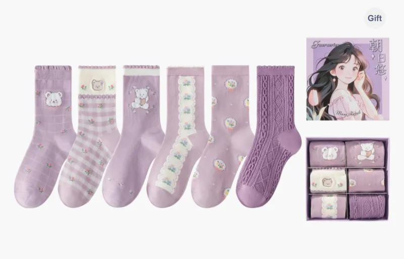 Caramella Mid Calf Socks Women's 6 Pack-5