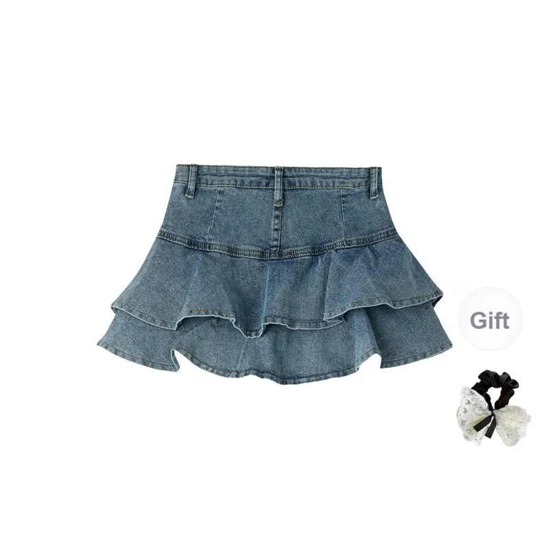 TUSHIFEI Denim Short Skirts Women's-1