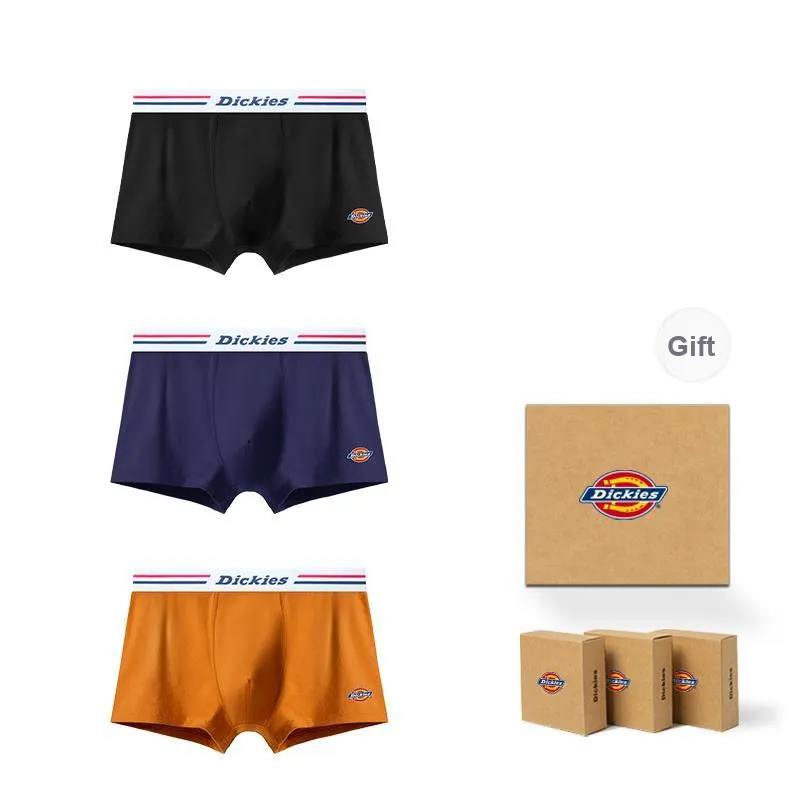 Dickies Underpants Men's Seamless Print LOGO Breathable Skin Friendly Sports Square Panty Gift Box Combo Set-5