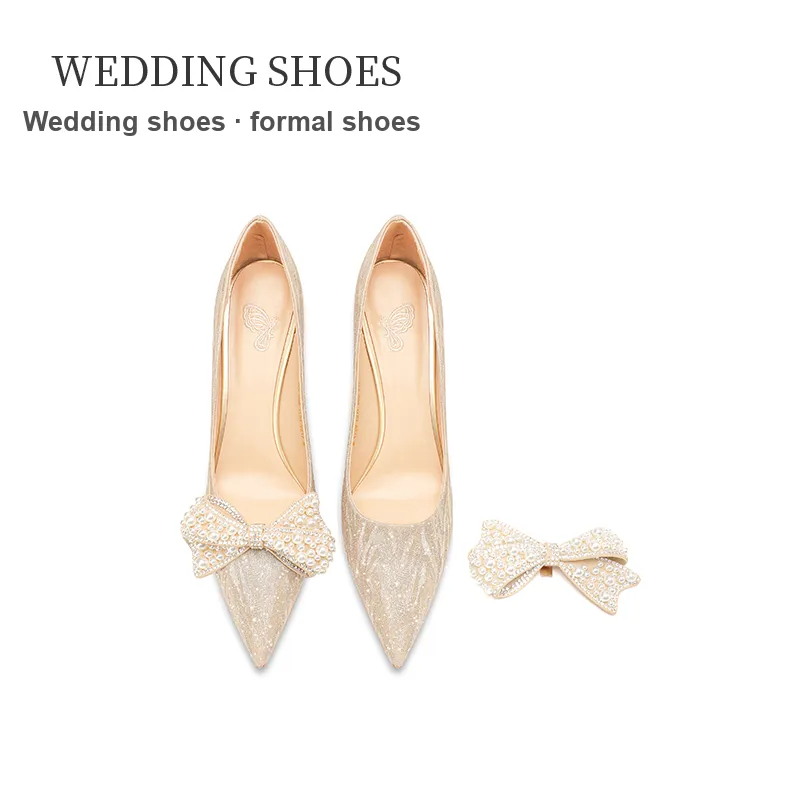 Lan Miao Chunky Heel High Heels Women's Gold-5