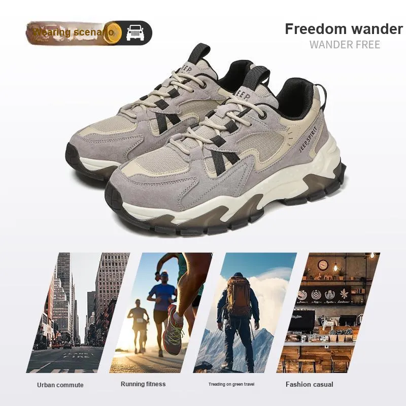JEEP SPIRIT Slip Resistant, Abrasion Resistant, Breathable, Impact Resistant Low Top Chunky Sneakers Men's Light Sandy-8
