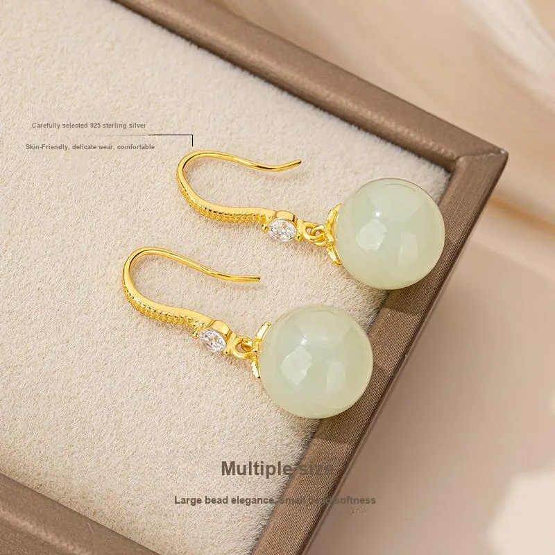 QLADY Earrings Green Jade Women's-33