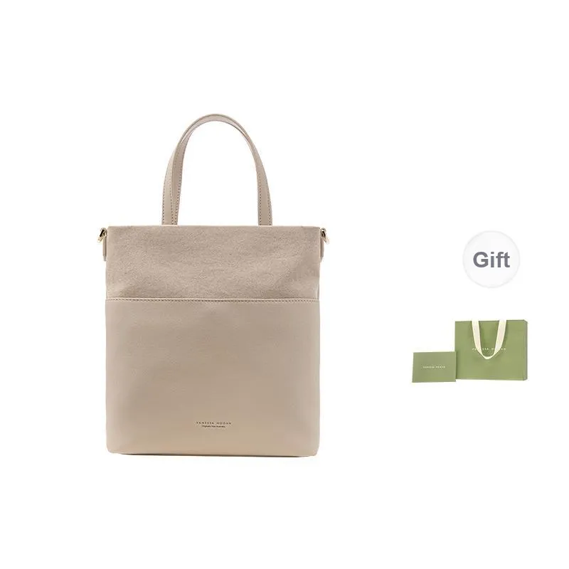 VANESSA HOGAN Cow Leather Tote Bag Shopping Bag Shoulder Bag Handbag Regular Women's Purple/Apricot-5