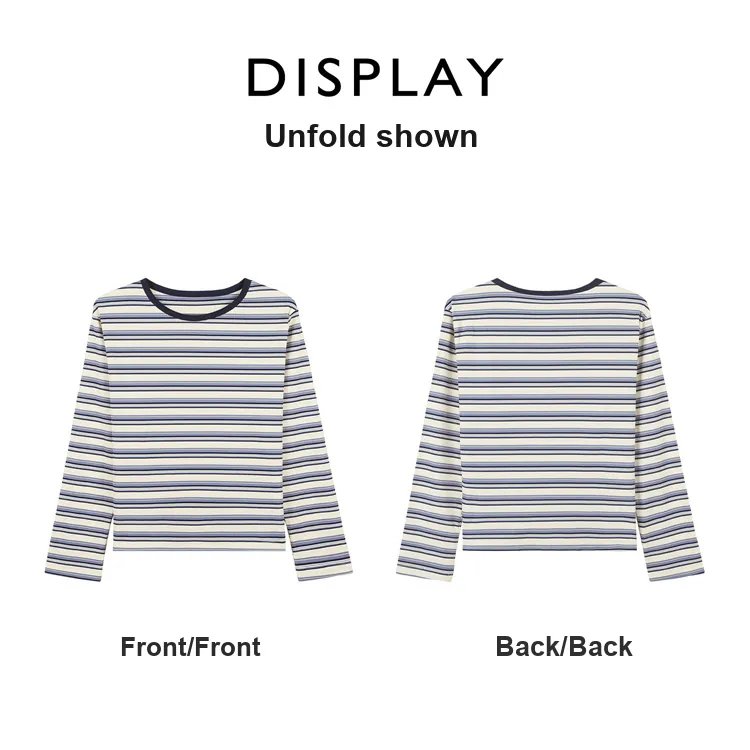 Migu T Shirts Women's Blue Apricot Stripes-1
