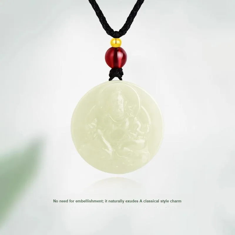 JINLIUFUJIXIANG Hetian Jade Necklaces White Jade/Pale Greenish White Jade Unisex-2