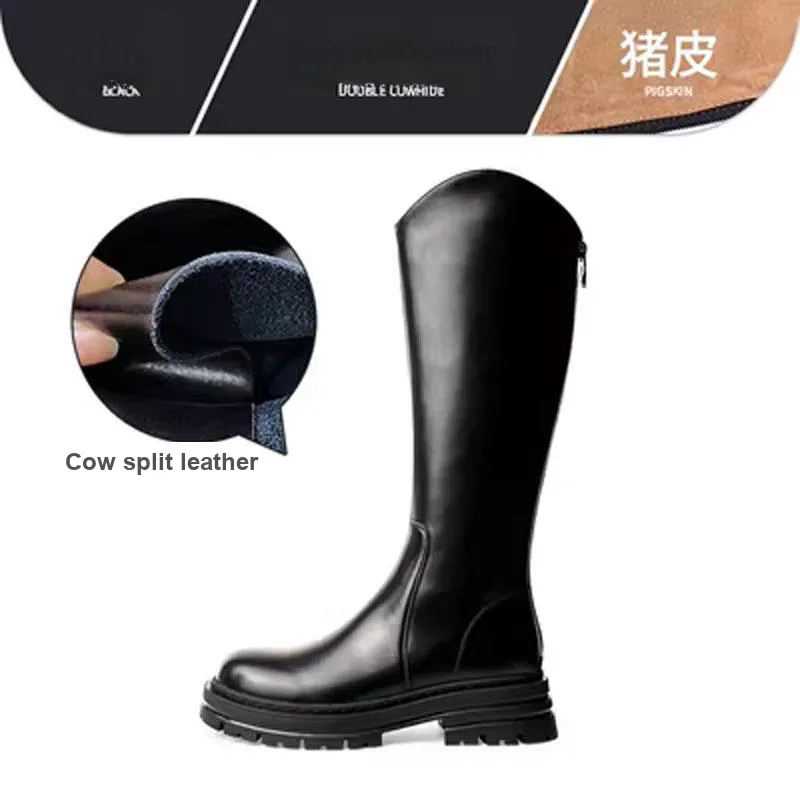 Wonderful Couple Knee-high Boots 5cm Women's Black-11