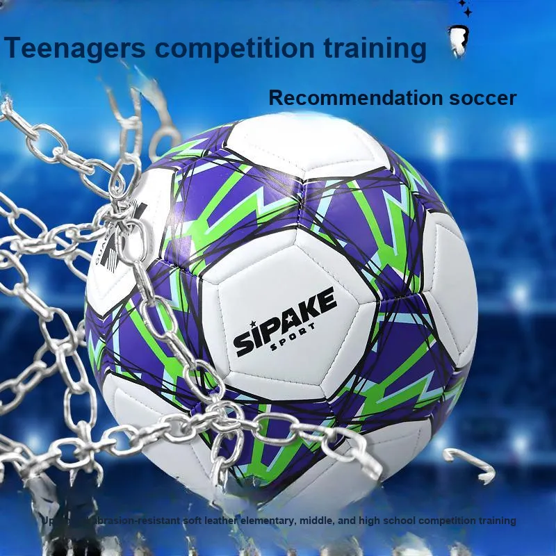 SIPAKESPORT Size 4 5 Size Soccer PVC Machine Stitched Soccer Ball Unisex Five Pointed Star Blue White-4