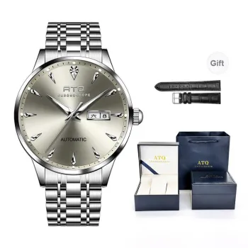 ATQ Automatic Mechanical Movement Stainless Steel Watchband Watch Men's Watches Gray Dial