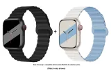 Apple Silicone Strap-Midnight Black * White Blue