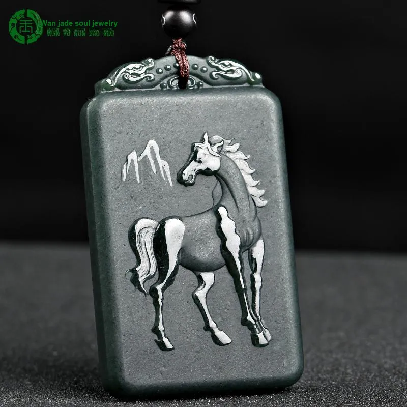 WANYUHUN Hetian Jade Pendants Green Jade Unisex-38