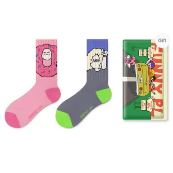 PL Mid Calf Socks Unisex Shopping Bag 2 Pack Mixed Color