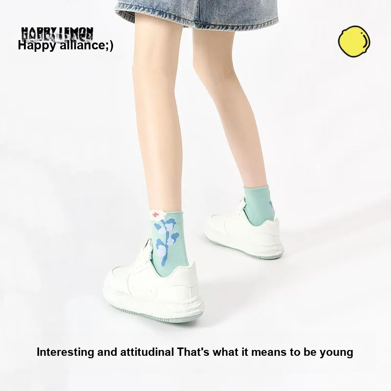 Happylemon Mid Calf Socks Women's 5 Pack-10