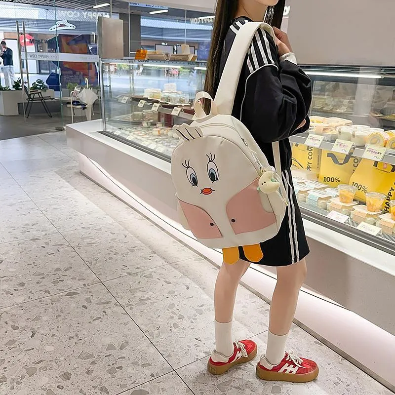 Yalu Nylon Backpack Unisex Black/White/Yellow-11