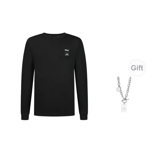 FILA T-Shirts Unisex Pitch Black With Free Necklace