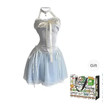 ZVJH Sleeveless Dresses Women's Blue Shopping Bag Included