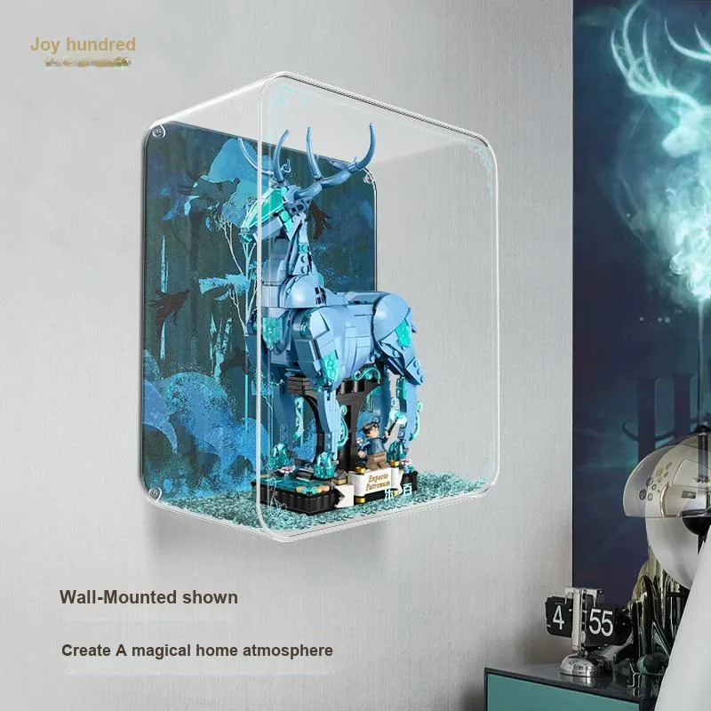 LIGHT YOUR BRICKS Harry Potter Patronus Charm Stag And Wolf Transparent Acrylic Display Case Model Accessories-1