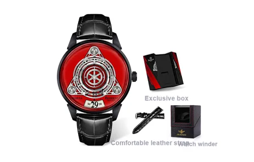 BEHRENS Автоматический Механический Movement Унисекс Часы Starship Collection 42mm*12,5mm*20mm Красные
