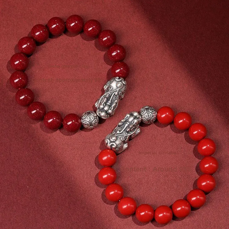 WUMZK Reconstructed Cinnabar Bracelets Unisex-5
