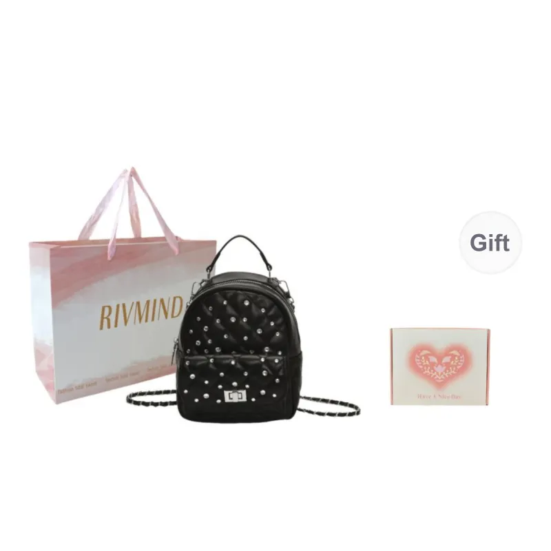 RIVMIND PU Backpack Regular Women's White/Black/Yellow/Pink-23