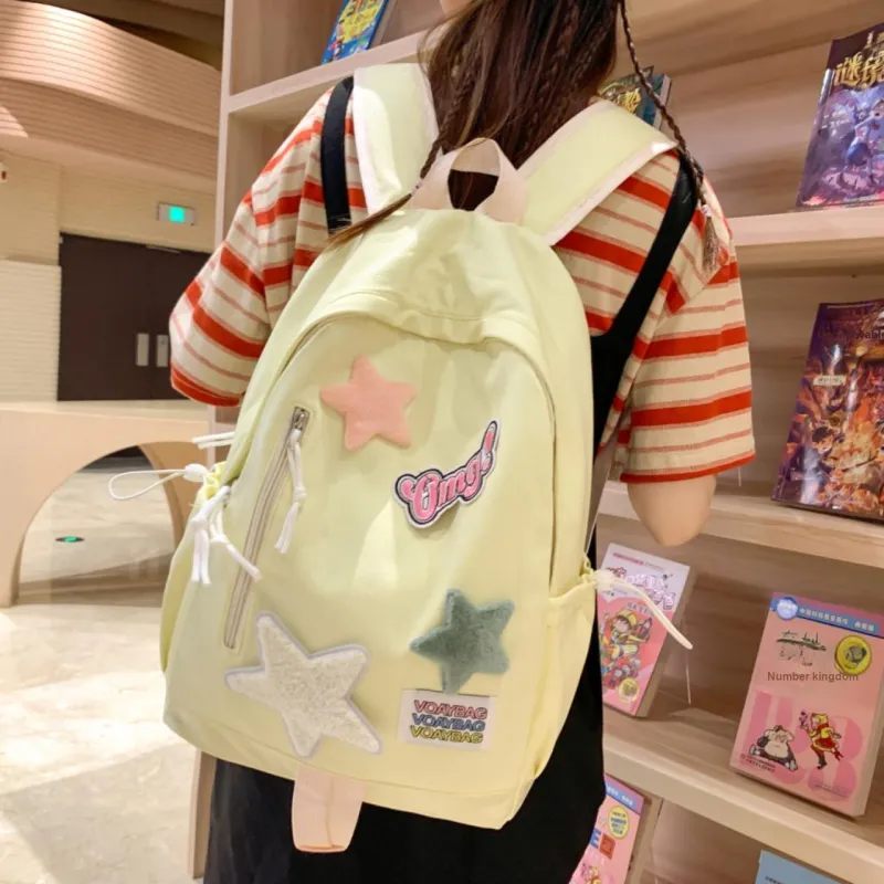 OURFUN Canvas Backpack Regular Unisex White/Black/Yellow/Blue/Pink-4