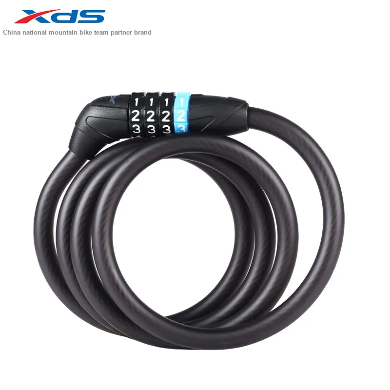 XDS Cycling Gear Coded Lock Outdoor Cable PVC Shell Black-1
