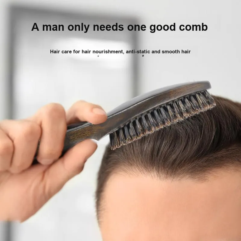 LOVANSO Men's Boar Bristle Brush For Smooth Hair Massage Comb Attachment-2