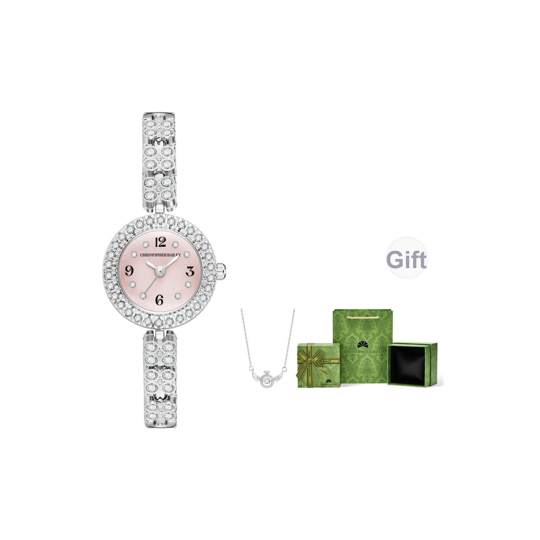 Corriberty Кварцевый механизм сплав ремешок женские часы розовый циферблат