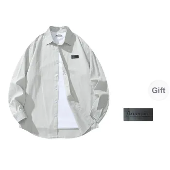 BRUMAIRE Shirt Unisex Denim Blue White Stripes Comes With Brooch