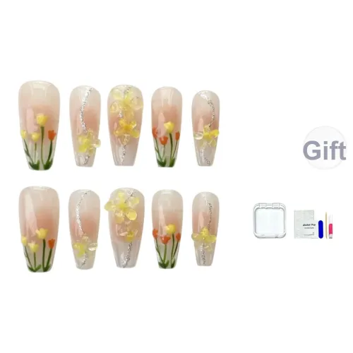 JINGCHANXUE Лето Ручной работы Маленький цветок False Nail MID Длина (размер в длину) Телесный Румяна Стиль Инстаграм 16мм