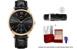 Rose Gold Black Dial/Black Leather