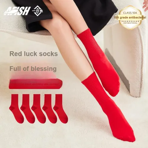 AFISH Mid Calf Socks Women's 5 Pack Shopping Bag