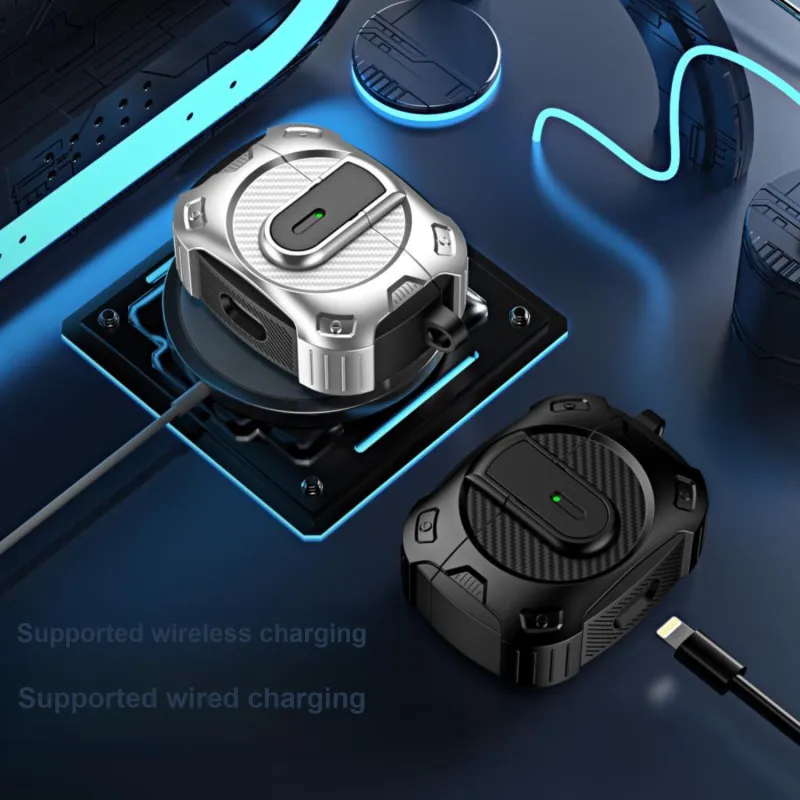 YOOVEI Airpods PC Anti Drop Impact Resistant Mecha Advanced Trendy Fashion Bluetooth Protective Case Headphone Cases-7