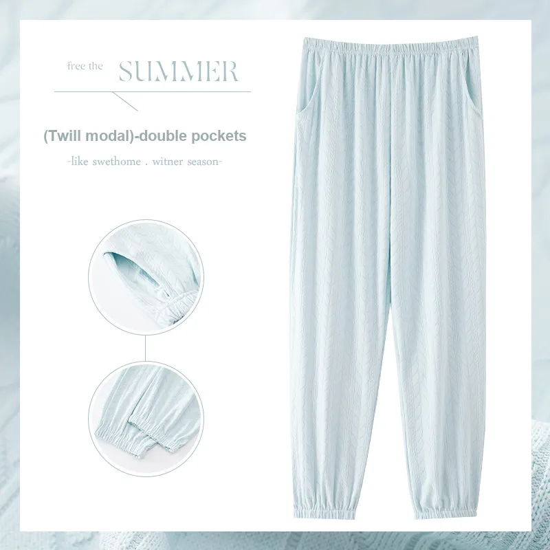 Mulong Family Pajama Pants Women's Light Blue-7