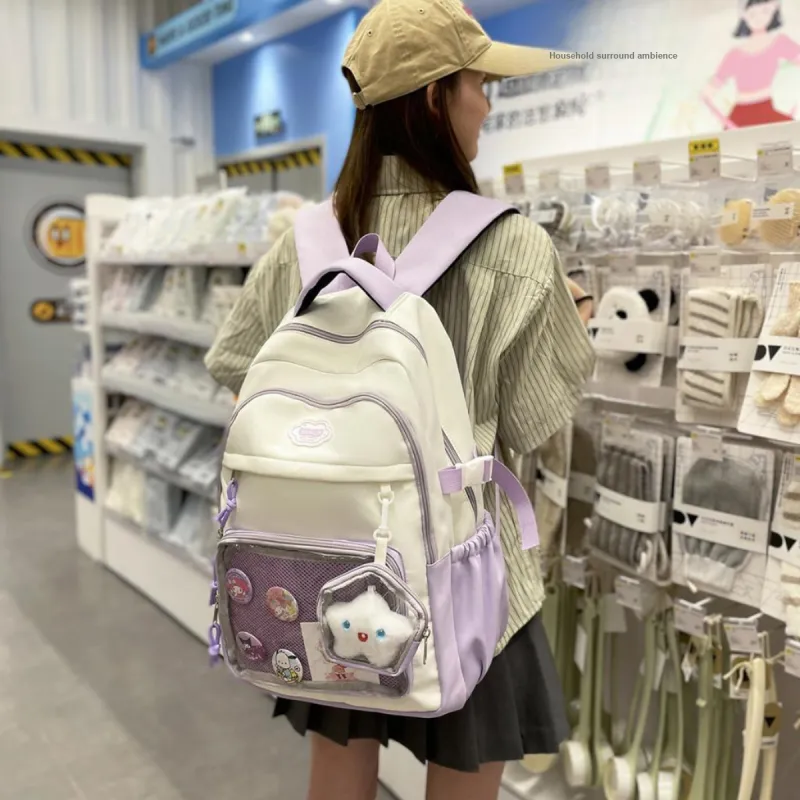 DALO Nylon Backpack Unisex Black/Burgundy/Violet/Yellow/Blue-8