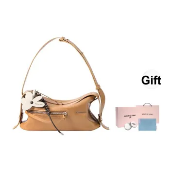 AMAZING SONG Cow Leather Shoulder Bag Crossbody Bag Pillow Bag Women's Elegant Black/Cream White/Ancora Red/Cookie