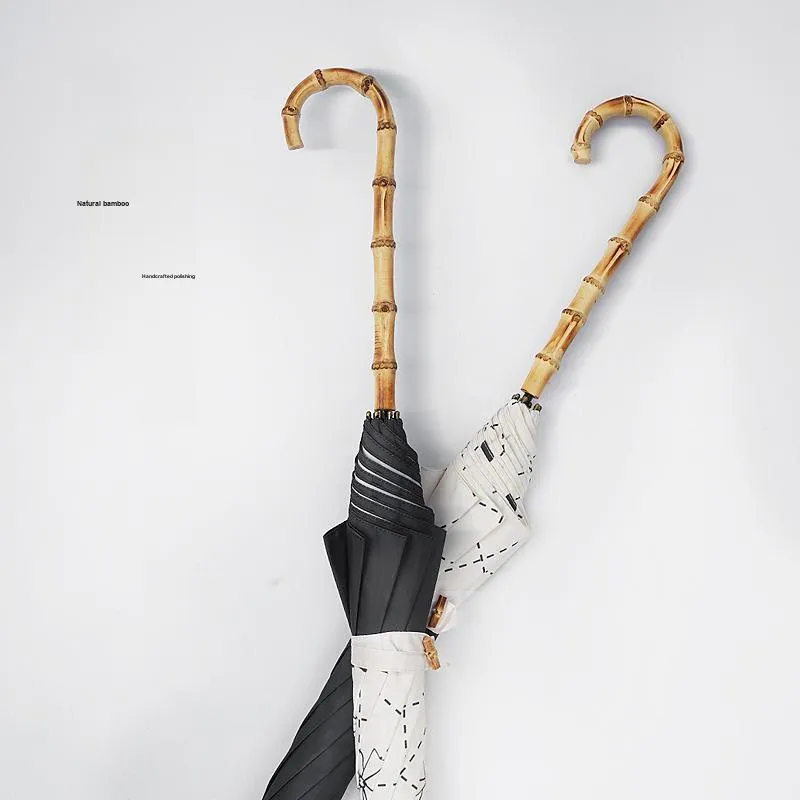Vonlilienfeld Fei Lude Japanese Style Refreshing Long Handle Umbrella Girl High Value Umbrella Bamboo Curved Handle-5