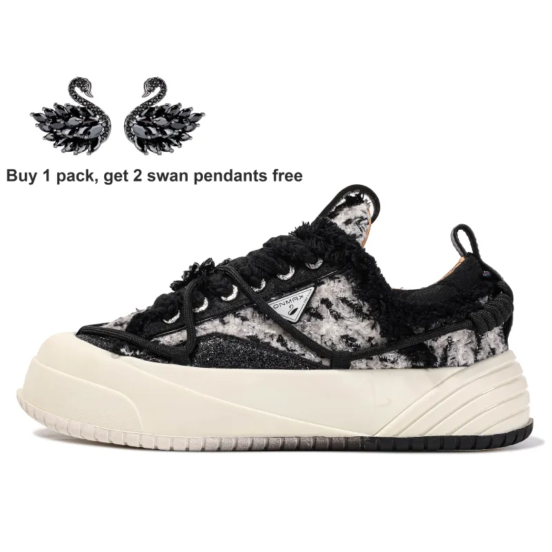ON MAX Paper Airplane Series Skateboard Shoes Unisex Low Top Black/White-0