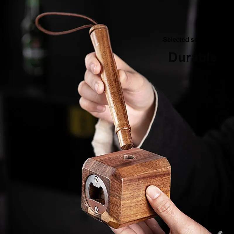 Pu Ware Thor Hammer, Walnut Wood Bottle Opener, Creative Premium Individual Beer Opener-4