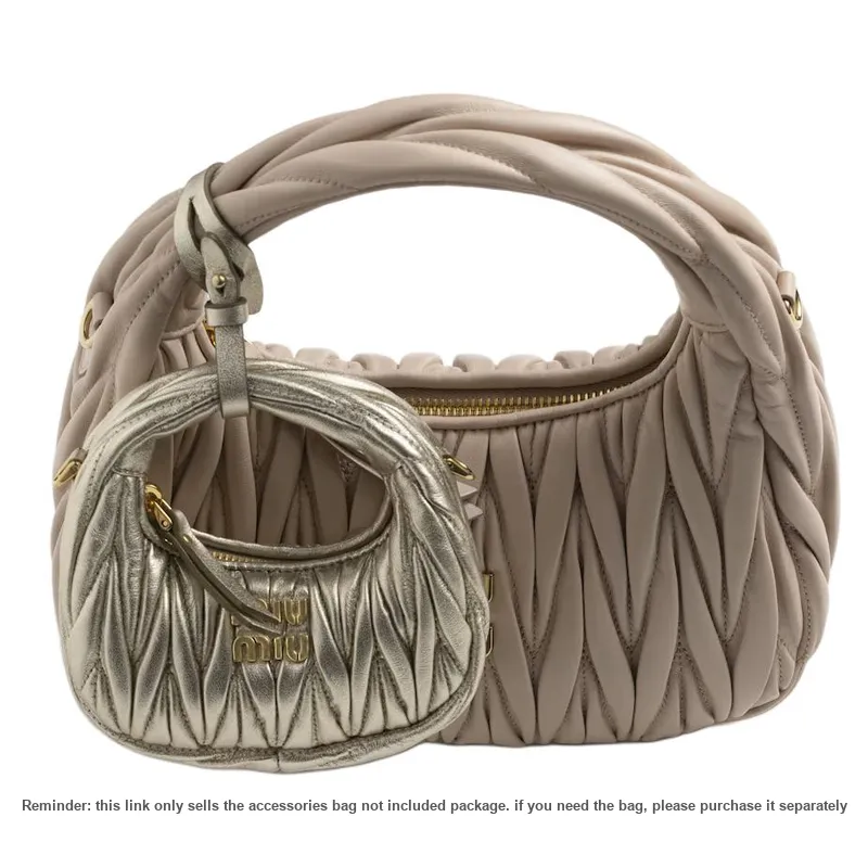 MIU MIU Wander Series Soft Sheep Leather Hobo Bag Shoulder Bag Crossbody Bag Extra Mini Women's Yellow Iron Ore-5