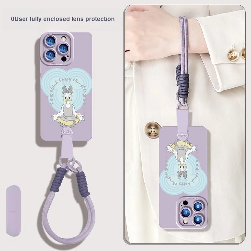Disney Silicone Material Cute With Lanyard Phone Cases Compatible With Apple 16 Pro Max/15 Pro/15 Plus/14 Pro/13/12/11-5