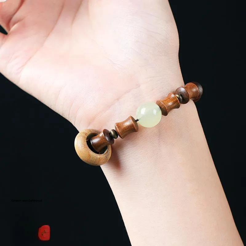 CHENTANMUZUO Green Sandalwood Bracelets Unisex-3