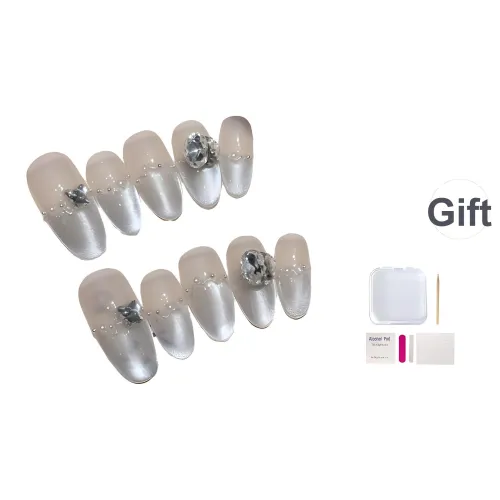 JIACHUN Искрящийся K9 Стразы Glass Beads Cat Eye Handcrafted False Nail Овал Coquette 15 мм