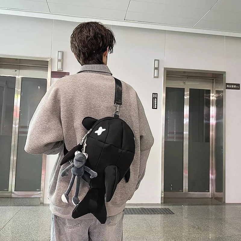 HCXK Nylon Backpack Unisex Gray/White/Black-12
