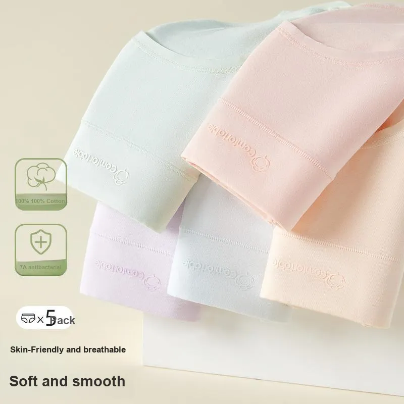 Urban Beauty Underpants 100% Cotton Skin Friendly Seamless Women's 5 Pack Dopamine Color Palette-1