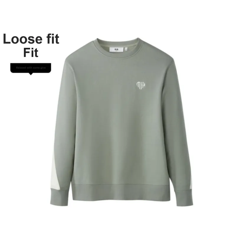HLA Crew Neck Loose Fit Color Blocking Patchwork Sweatshirt Men's-19