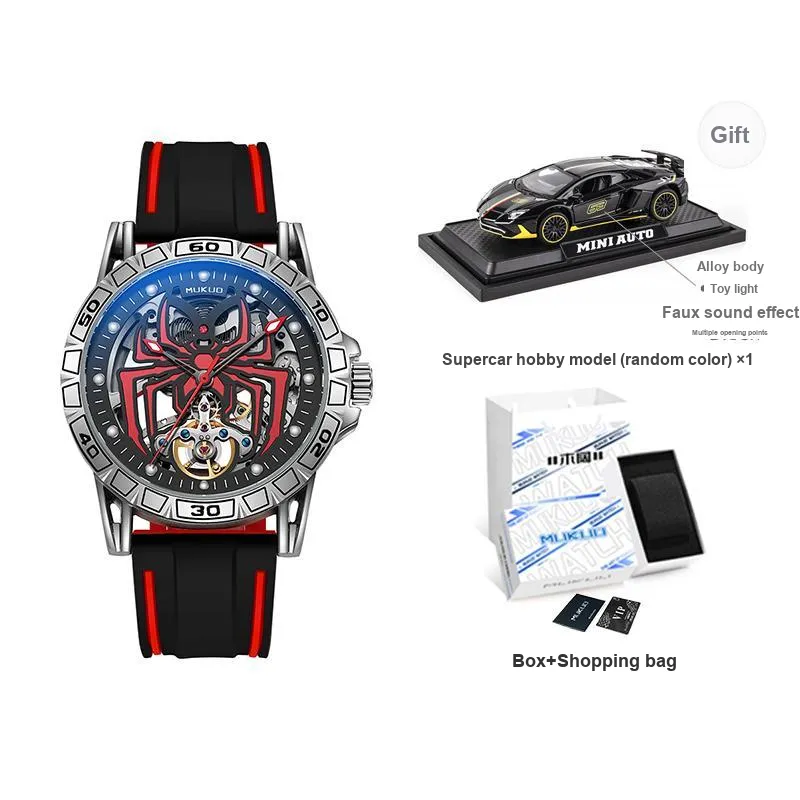 MUKUO Hero Collection Automatic Mechanical Movement Silicone Strap Watch Men's Watches Cut-Out Dial-12